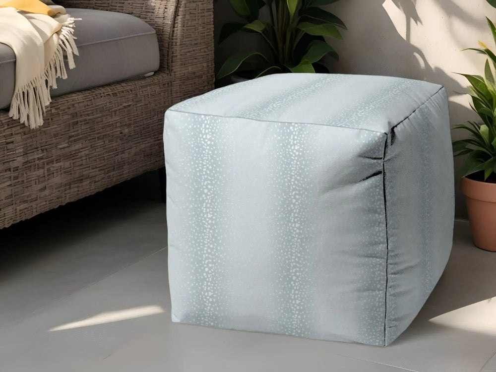 17" Blue Polyester Cube Ombre Indoor Outdoor Pouf Ottoman - Homeroots