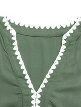 Lace Detail Notched Flounce Sleeve Mini Dress - Trendsi - Flyclothing LLC