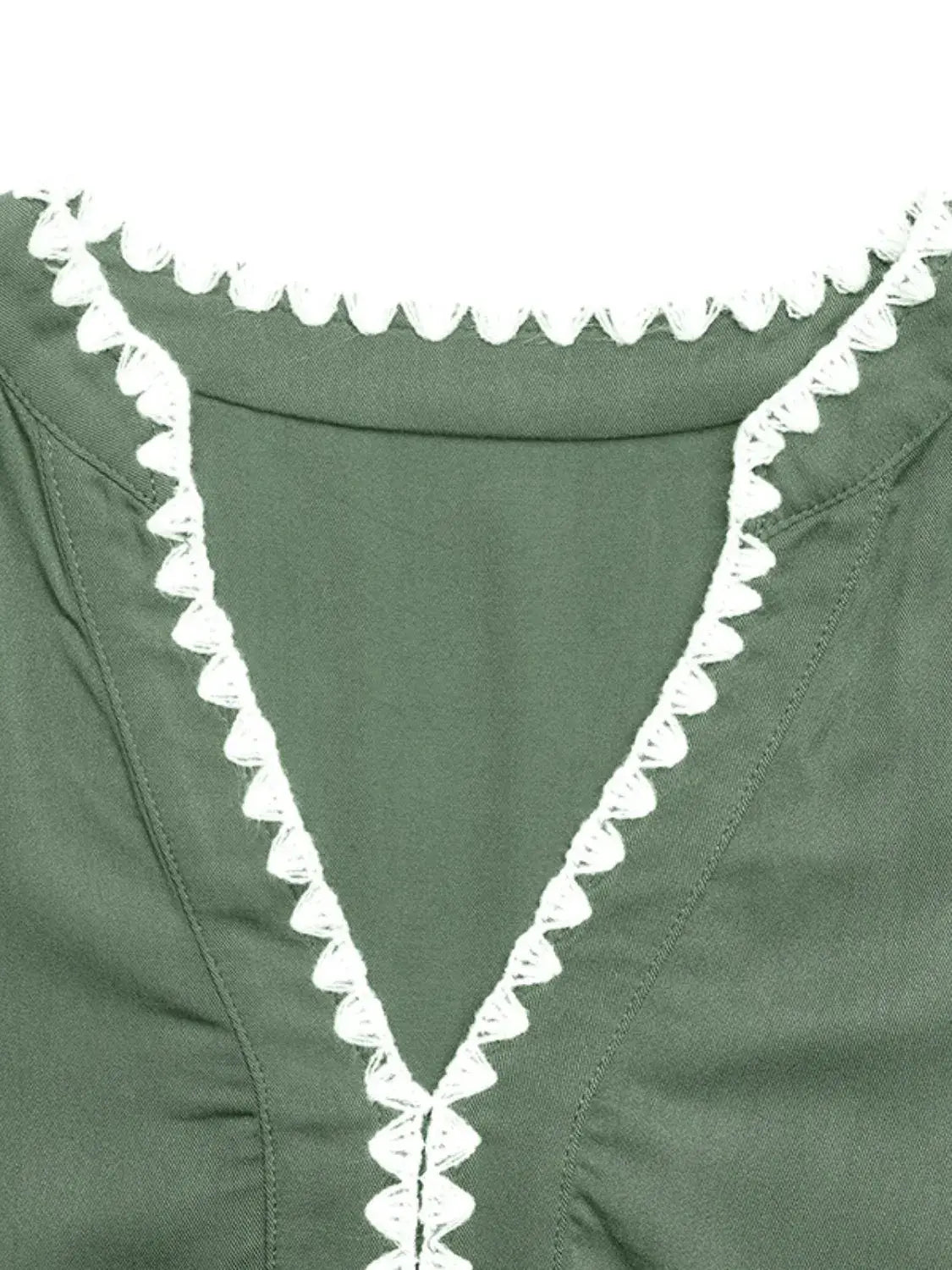 Lace Detail Notched Flounce Sleeve Mini Dress - Trendsi - Flyclothing LLC