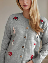 Button Up Round Neck Long Sleeve Cardigan - Trendsi - Flyclothing LLC