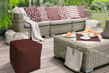17" Red Polyester Cube Indoor Outdoor Pouf Ottoman - Homeroots
