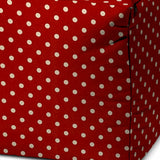 17" Red Polyester Cube Polka Dots Indoor Outdoor Pouf Ottoman - Homeroots