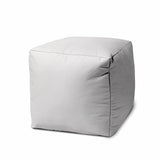 17" Cool Crisp White Solid Color Indoor Outdoor Pouf Cover - Homeroots