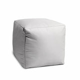 17" Cool Crisp White Solid Color Indoor Outdoor Pouf Cover - Homeroots