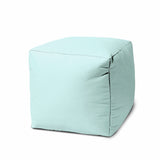 17" Cool Pale Aqua Solid Color Indoor Outdoor Pouf Cover - Homeroots