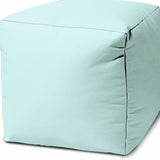 17" Cool Pale Aqua Solid Color Indoor Outdoor Pouf Cover - Homeroots