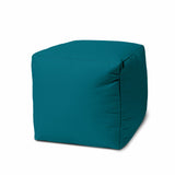 17" Cool Dark Teal Solid Color Indoor Outdoor Pouf Cover - Homeroots