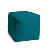 17" Cool Dark Teal Solid Color Indoor Outdoor Pouf Cover - Homeroots