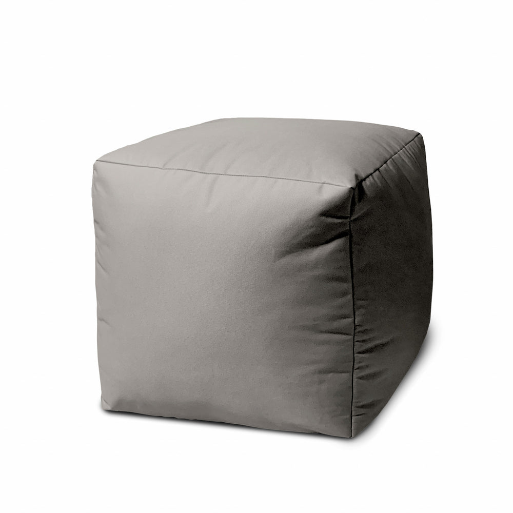 17" Cool Steely Silver Gray Solid Color Indoor Outdoor Pouf Cover - Homeroots