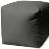 17" Cool Dark Gray Solid Color Indoor Outdoor Pouf Cover - Homeroots