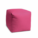 17" Cool Bright Hot Pink Solid Color Indoor Outdoor Pouf Cover - Homeroots