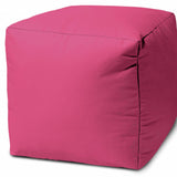 17" Cool Bright Hot Pink Solid Color Indoor Outdoor Pouf Cover - Homeroots