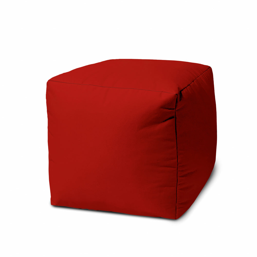 17" Cool Primary Red Solid Color Indoor Outdoor Pouf Cover - Homeroots