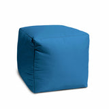 17" Cool Bright Teal Blue Solid Color Indoor Outdoor Pouf Cover - Homeroots