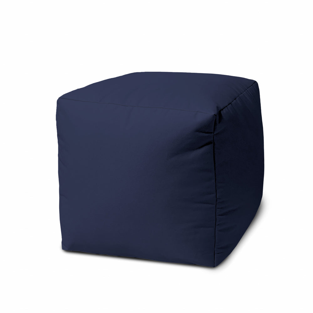 17" Cool Warm Indigo Blue Solid Color Indoor Outdoor Pouf Cover - Homeroots