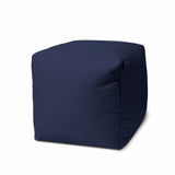 17" Cool Warm Indigo Blue Solid Color Indoor Outdoor Pouf Cover - Homeroots