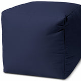 17" Cool Warm Indigo Blue Solid Color Indoor Outdoor Pouf Cover - Homeroots