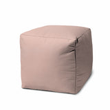 17" Pale Pink Canvas Cube Outdoor Pouf Cover - Homeroots