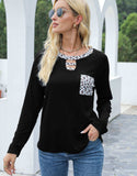 Cutout Leopard Round Neck Long Sleeve T-Shirt - Trendsi - Flyclothing LLC