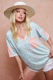 BiBi Multi Color Leopard Printed French Terry T-Shirt - Trendsi