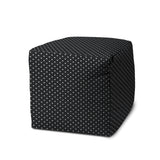 17" Black And White Cube Polka Dots Indoor Outdoor Pouf Cover - Homeroots