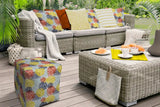 17" Green Cube Floral Indoor Outdoor Pouf Cover - Homeroots