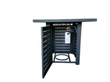 Black Slatted Metal Square Fire Pit with Glass Rocks - Homeroots - Flyclothing LLC