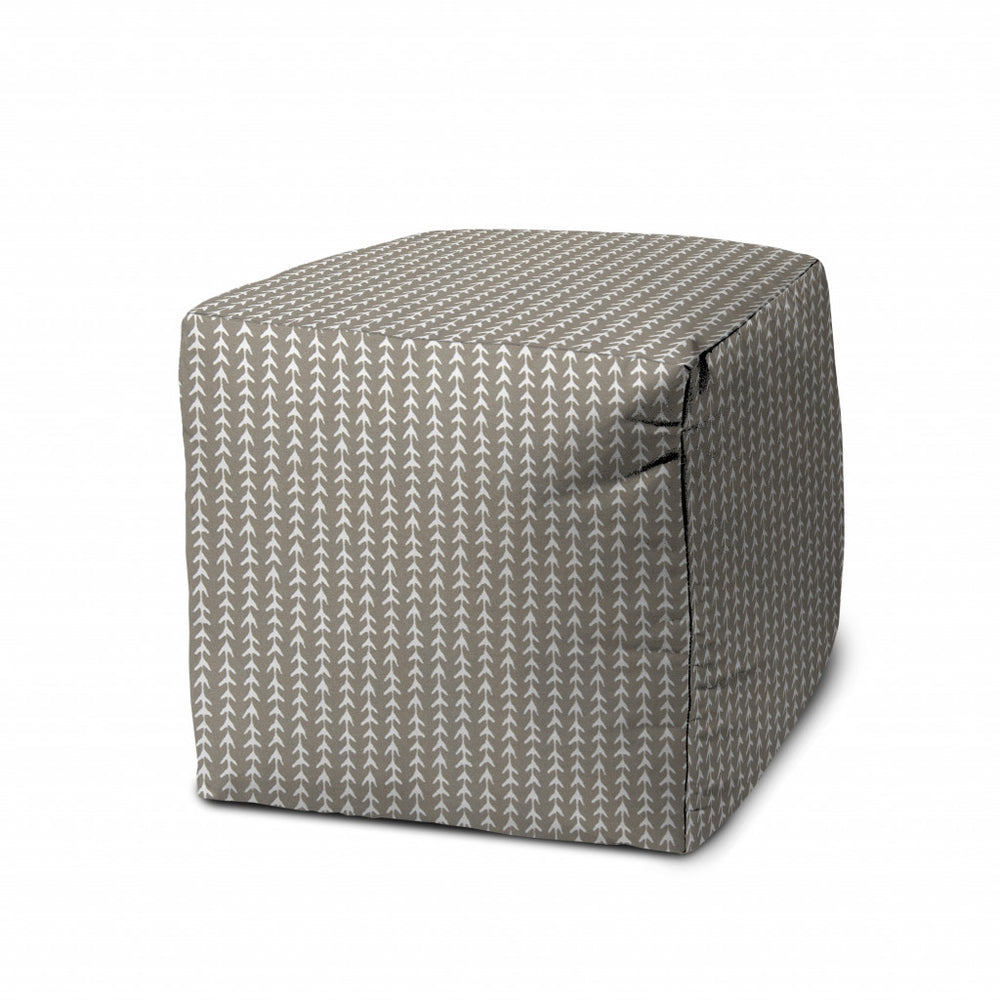 17" Taupe Cube Geometric Indoor Outdoor Pouf Cover - Homeroots