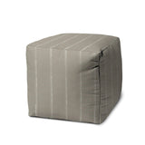 17" Taupe Cube Striped Indoor Outdoor Pouf Cover - Homeroots