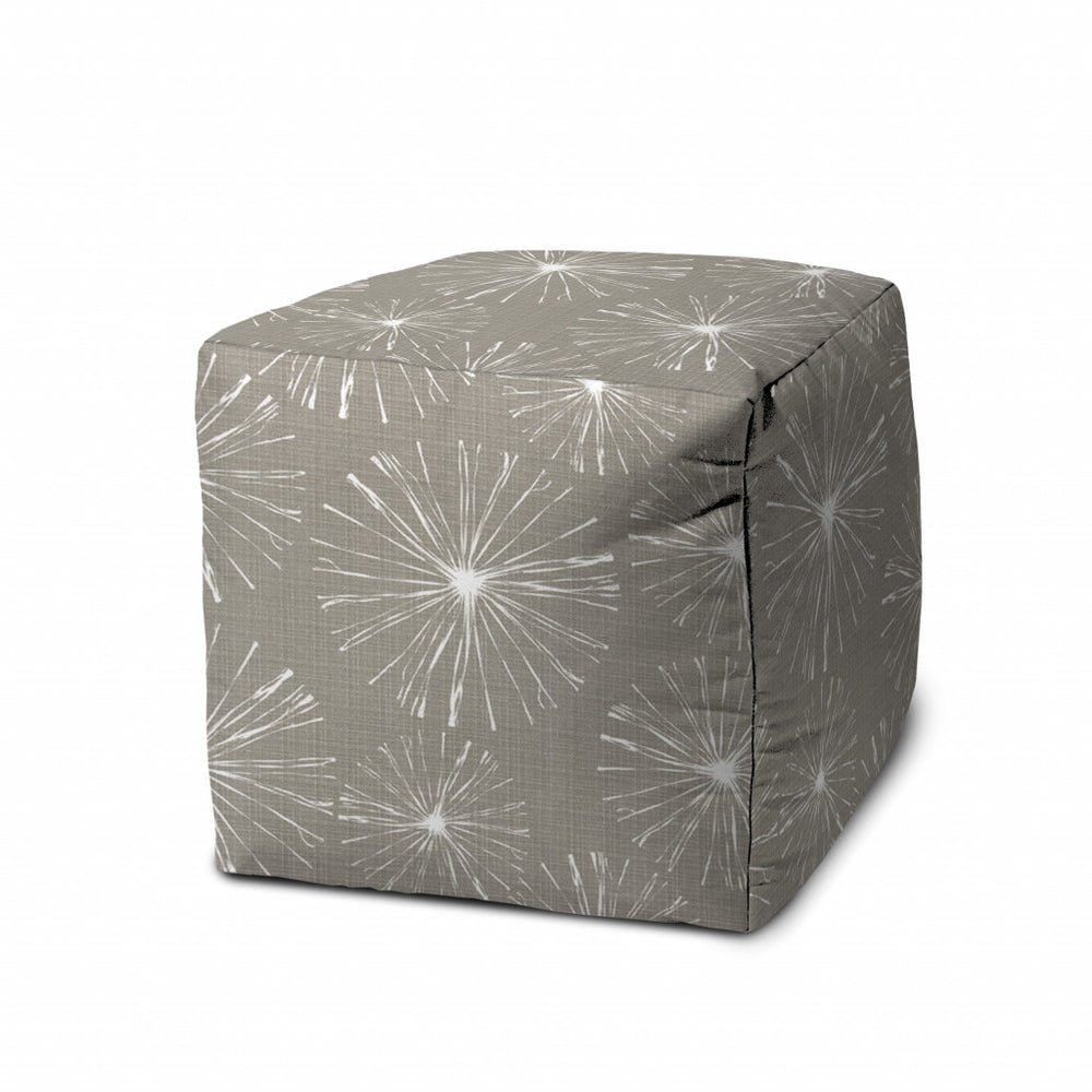 17" Taupe Cube Geometric Indoor Outdoor Pouf Cover - Homeroots