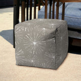 17" Taupe Cube Geometric Indoor Outdoor Pouf Cover - Homeroots