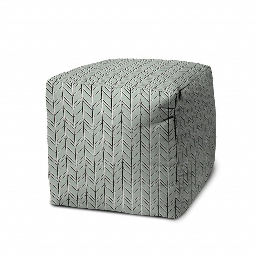 17" Green Cube Geometric Indoor Outdoor Pouf Cover - Homeroots