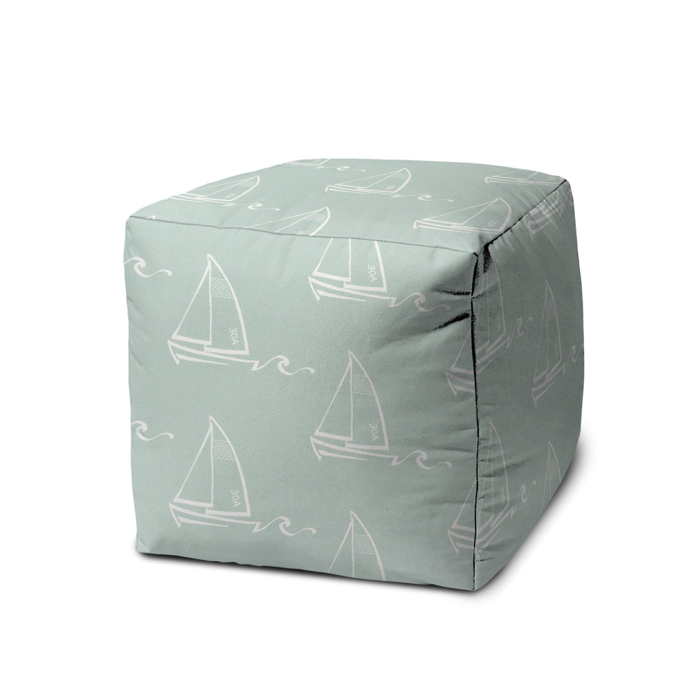 17" Green Cube Indoor Outdoor Pouf Cover - Homeroots