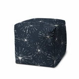 17" Blue Cube Geometric Indoor Outdoor Pouf Cover - Homeroots