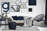17" Blue Cube Geometric Indoor Outdoor Pouf Cover - Homeroots