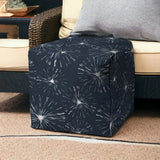 17" Blue Cube Geometric Indoor Outdoor Pouf Cover - Homeroots