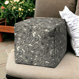 17" Gray Cube Paisley Indoor Outdoor Pouf Cover - Homeroots