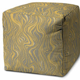 17" Yellow Cube Abstract Indoor Outdoor Pouf Cover - Homeroots