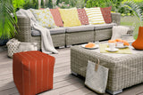 17" Orange Cube Striped Indoor Outdoor Pouf Cover - Homeroots