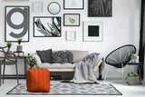 17" Orange Cube Striped Indoor Outdoor Pouf Cover - Homeroots