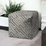 17" Taupe Cube Geometric Indoor Outdoor Pouf Cover - Homeroots
