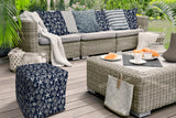 17" Blue Cube Indoor Outdoor Pouf Cover - Homeroots