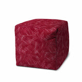 17" Pink Cube Striped Indoor Outdoor Pouf Cover - Homeroots