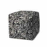 17" Black Cube Geometric Indoor Outdoor Pouf Cover - Homeroots