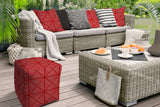 17" Red Cube Geometric Indoor Outdoor Pouf Cover - Homeroots
