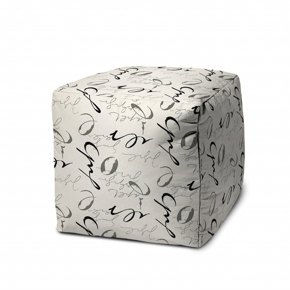 17" Gray Cube Indoor Outdoor Pouf Cover - Homeroots