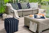 17" Blue Cube Striped Indoor Outdoor Pouf Cover - Homeroots