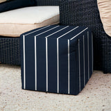 17" Blue Cube Striped Indoor Outdoor Pouf Cover - Homeroots