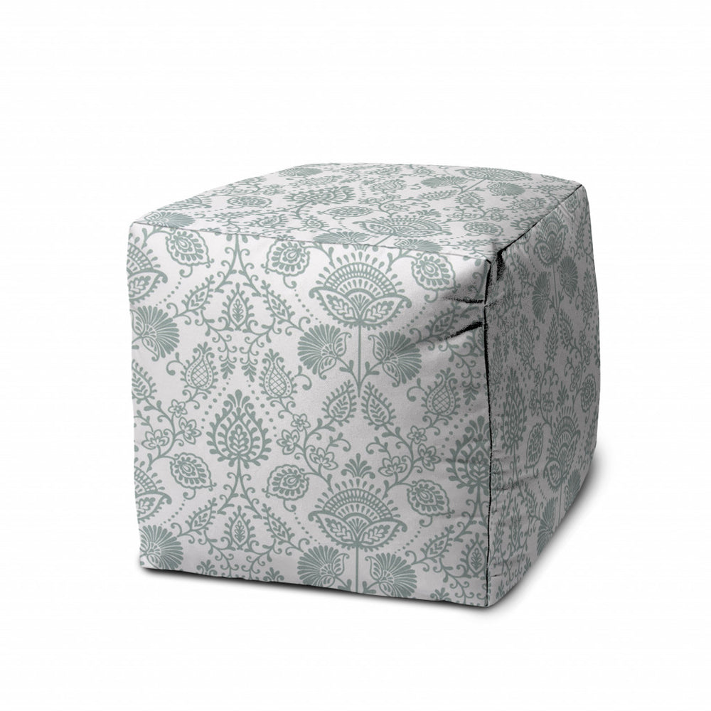 17" Blue Cube Indoor Outdoor Pouf Cover - Homeroots