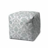 17" Blue Cube Indoor Outdoor Pouf Cover - Homeroots